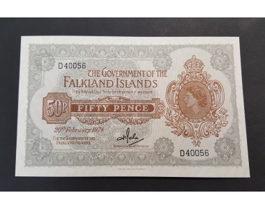 Falkland Islands  50 Pence 1974  UNC GEM